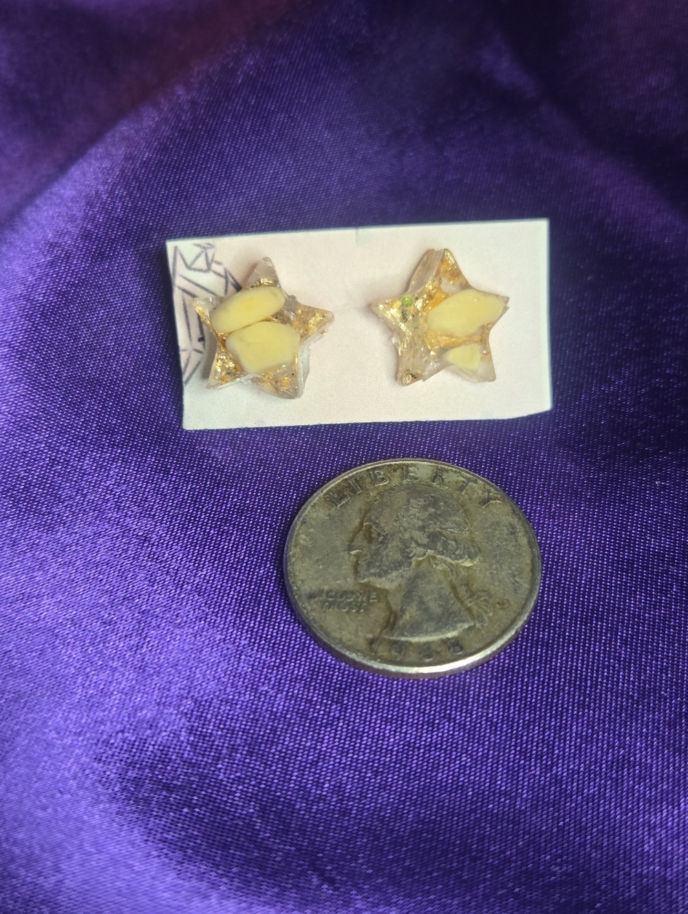 Orange Calcite Star Resin Stud Earrings - Picture 4 of 5